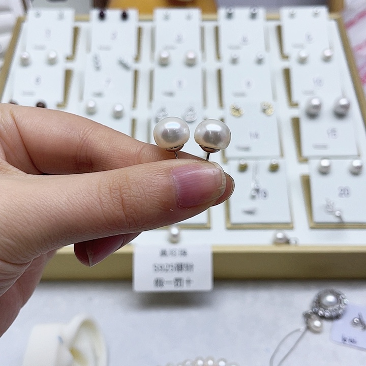 淡水珍珠耳饰银S925镶嵌?****