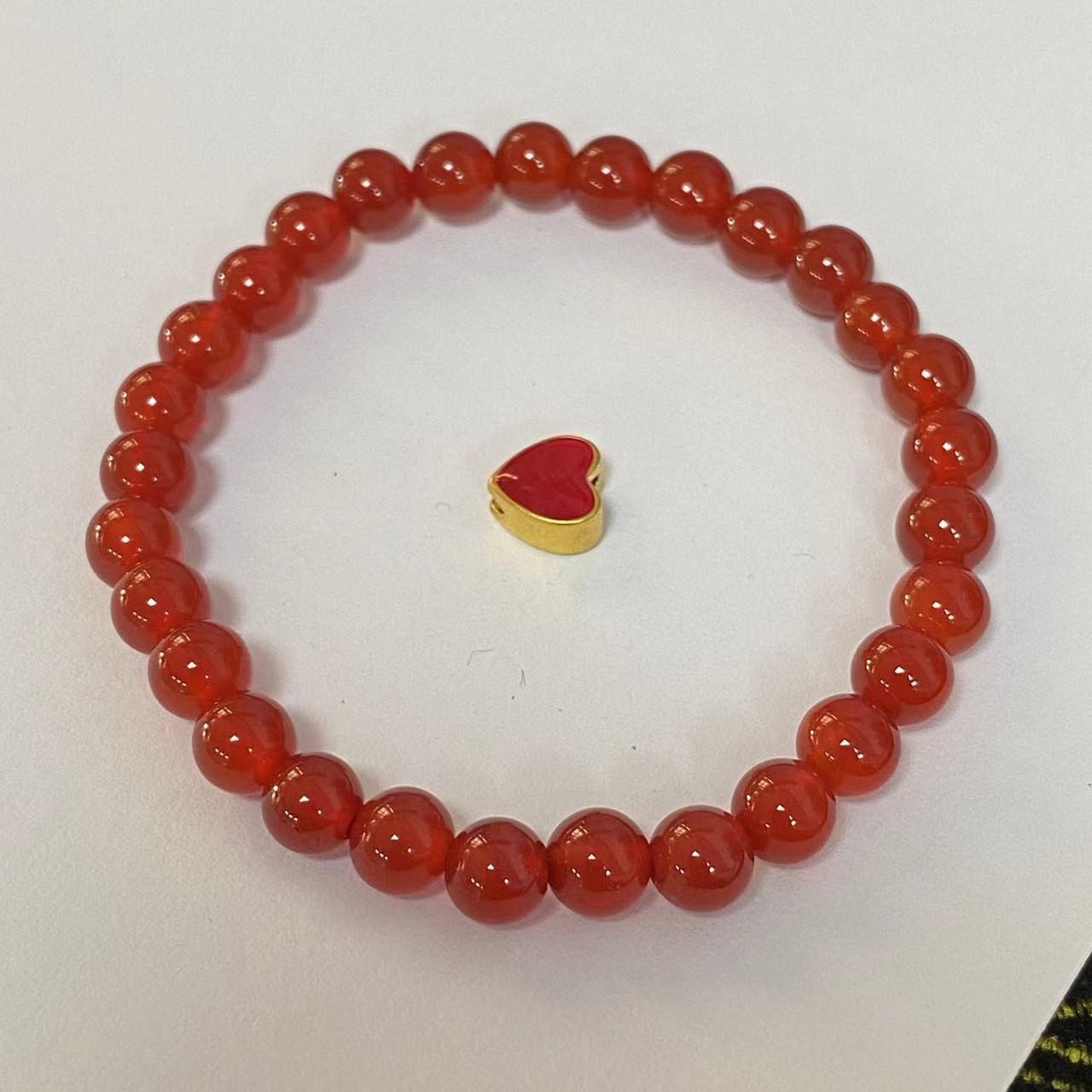 足金999红心穿红玛 瑙手串@@A263