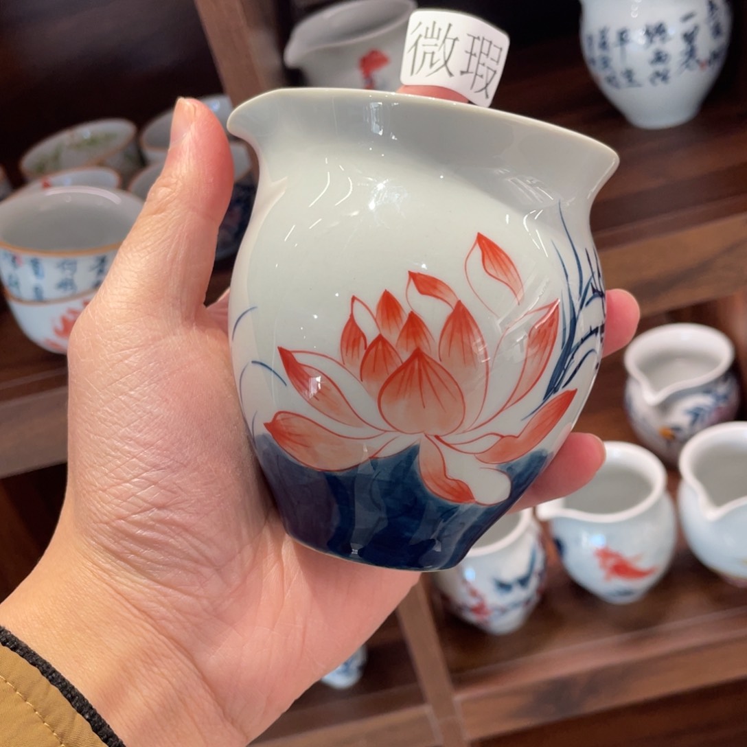 釉下手绘茶具微瑕