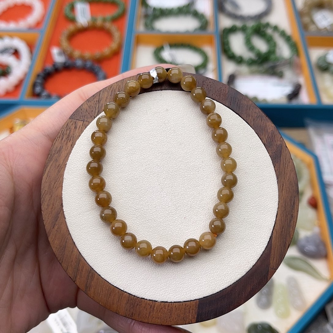 和田玉未镶嵌手串A48卡6