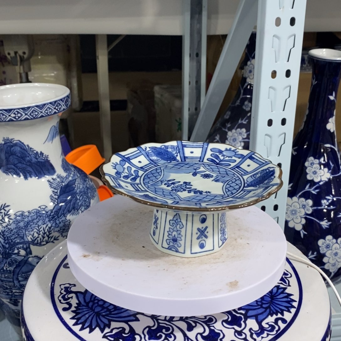 摆件高脚盘花瓶摆件