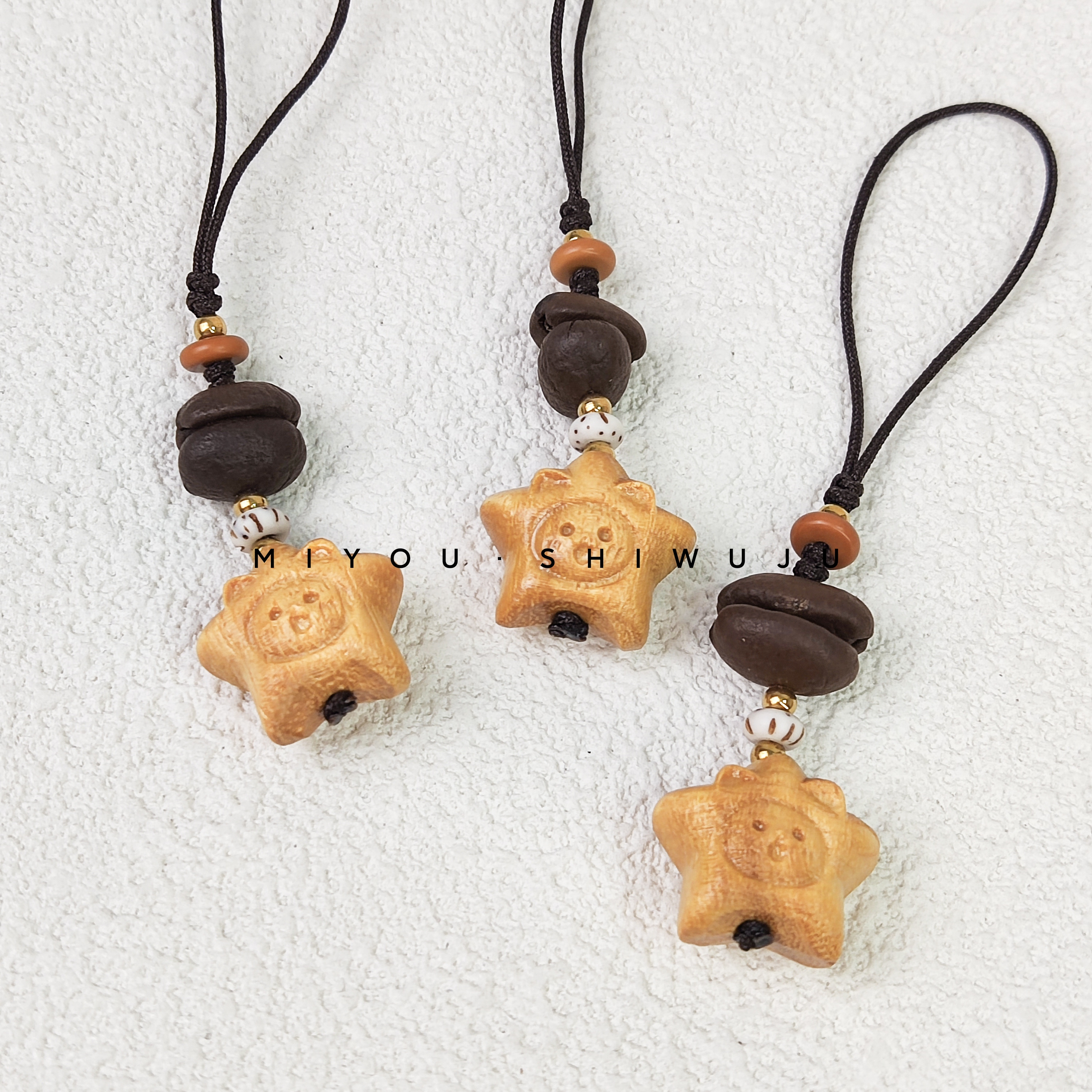 钛钢木质吊坠 【胖大星】星星咖啡豆吊坠可爱挂坠时尚百搭