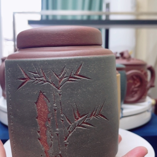 紫砂茶杯紫泥粉浆茶叶罐