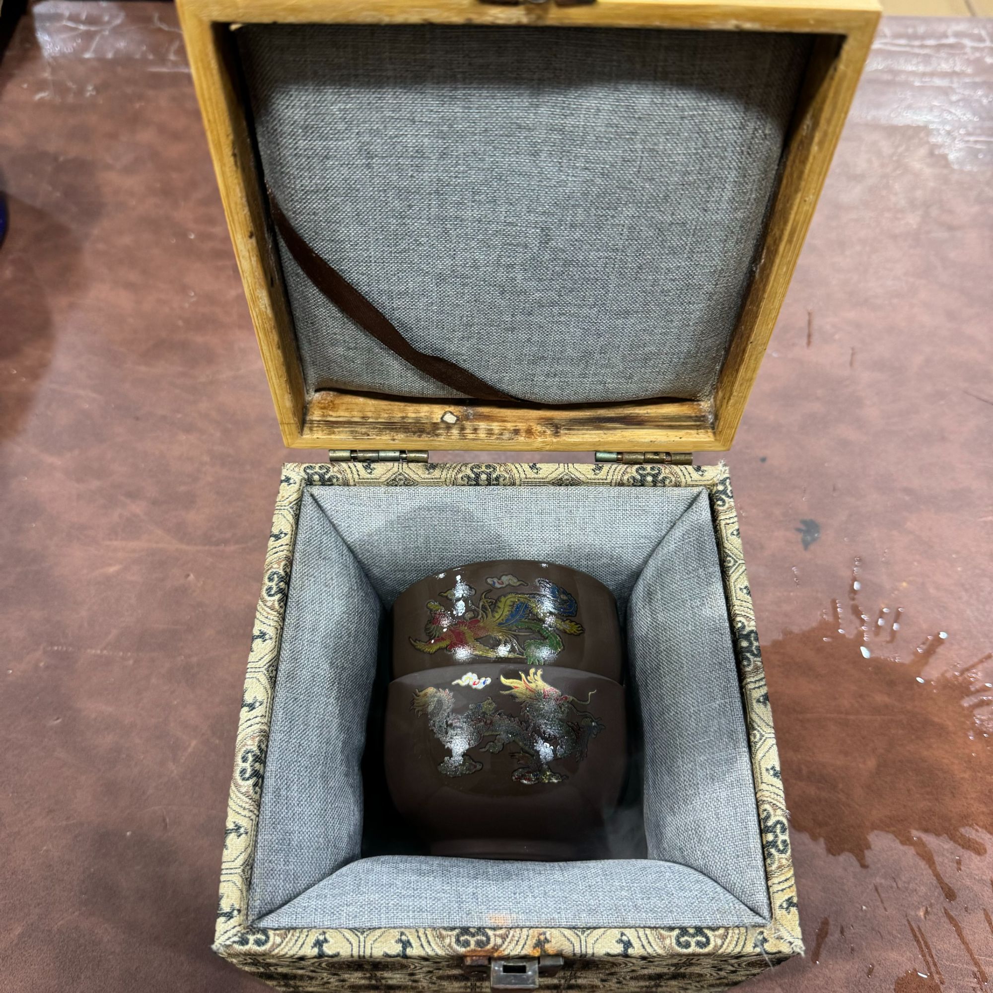 【闪购商品】黑泥紫砂变色龙凤对杯陶瓷主人杯精美 （无礼盒）