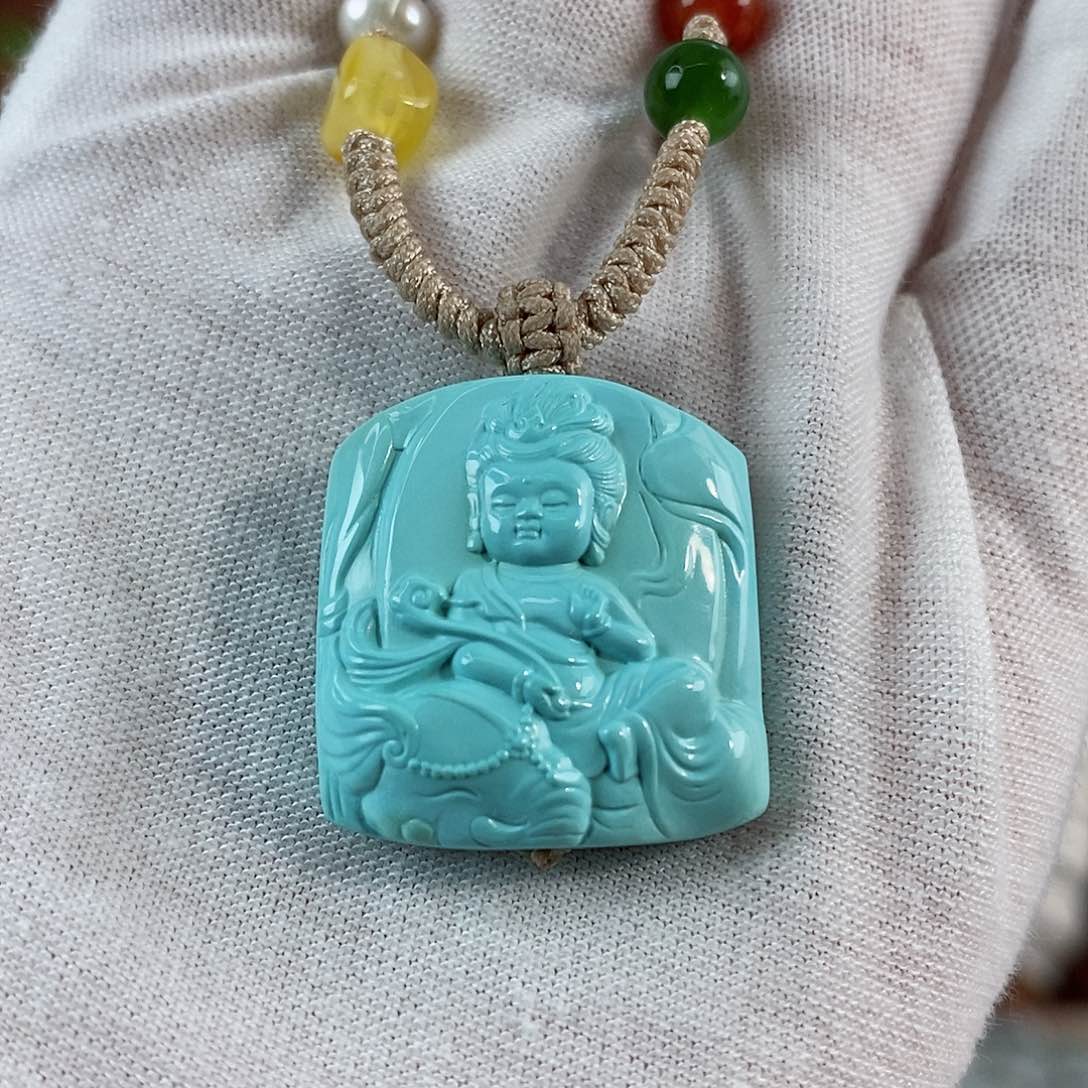 绿松石珠宝奇石未镶嵌普贤菩萨