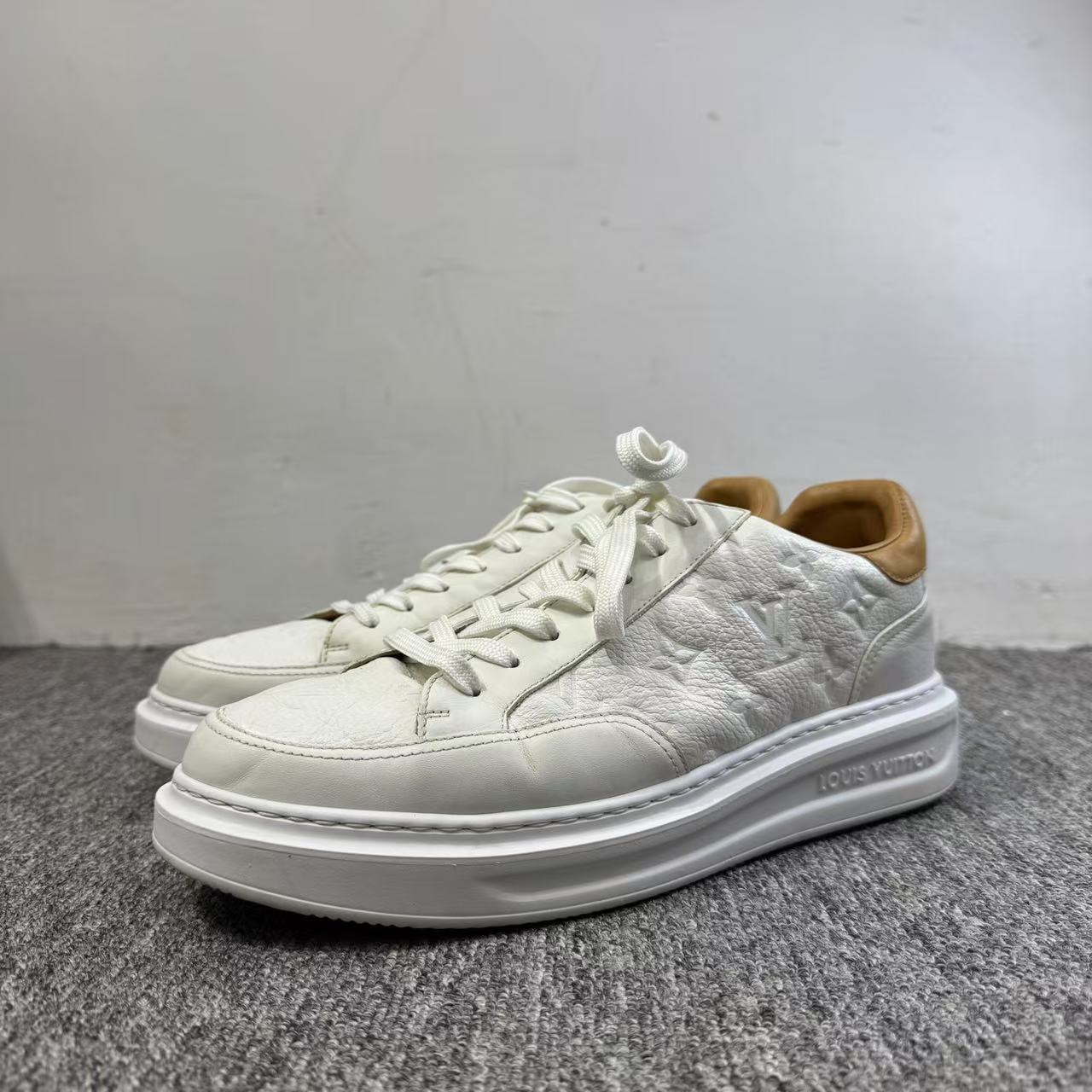 95新 LouisVuitton/路易威登 压纹老花板鞋/7码（41）/编码19819