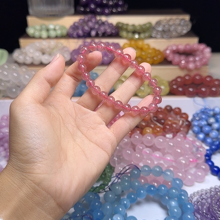 未镶嵌手链水晶天然草莓晶卡8