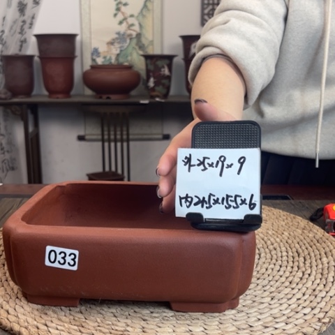 紫砂花盆新品上新清水泥内嵌抽角长方033