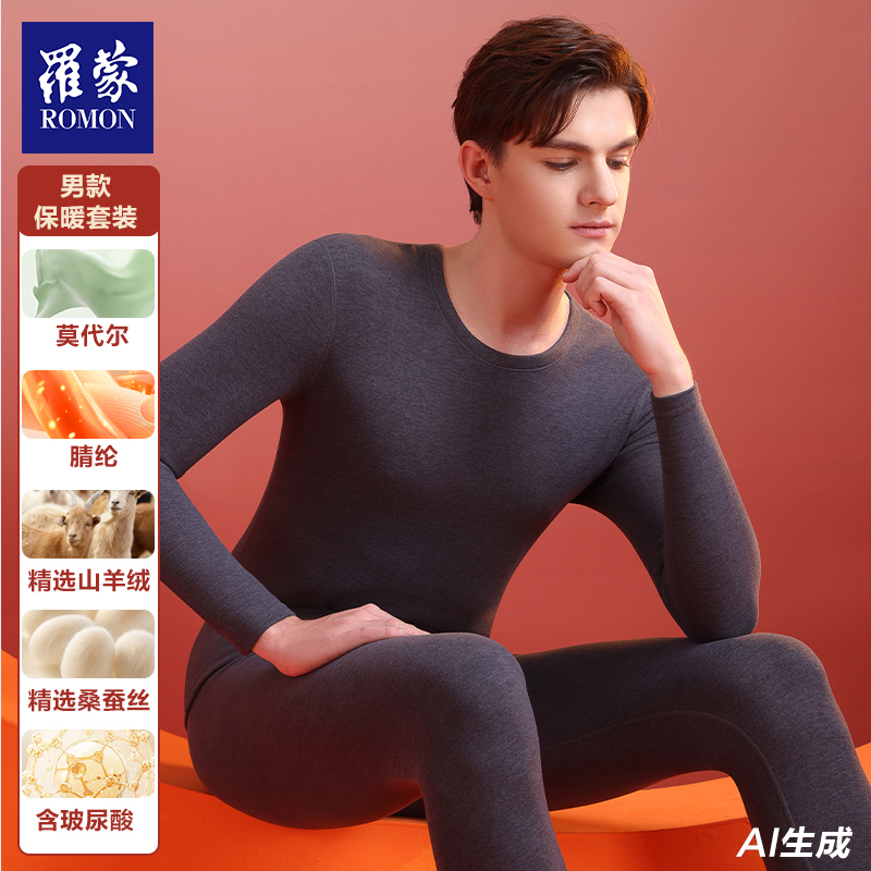 罗蒙羊绒蚕丝润皮养肤抑菌锁温含玻尿酸保暖套装【两套】BNT43009-1