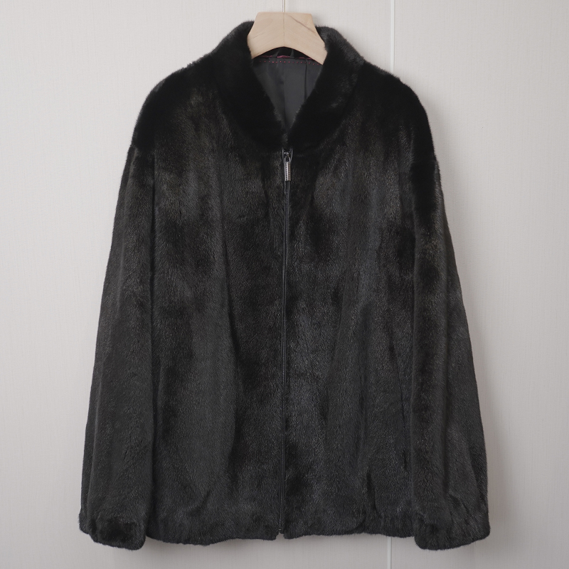 臻选进口宝嘉美貂皮男装水貂皮草整貂外套落肩棒球领短款年轻时尚