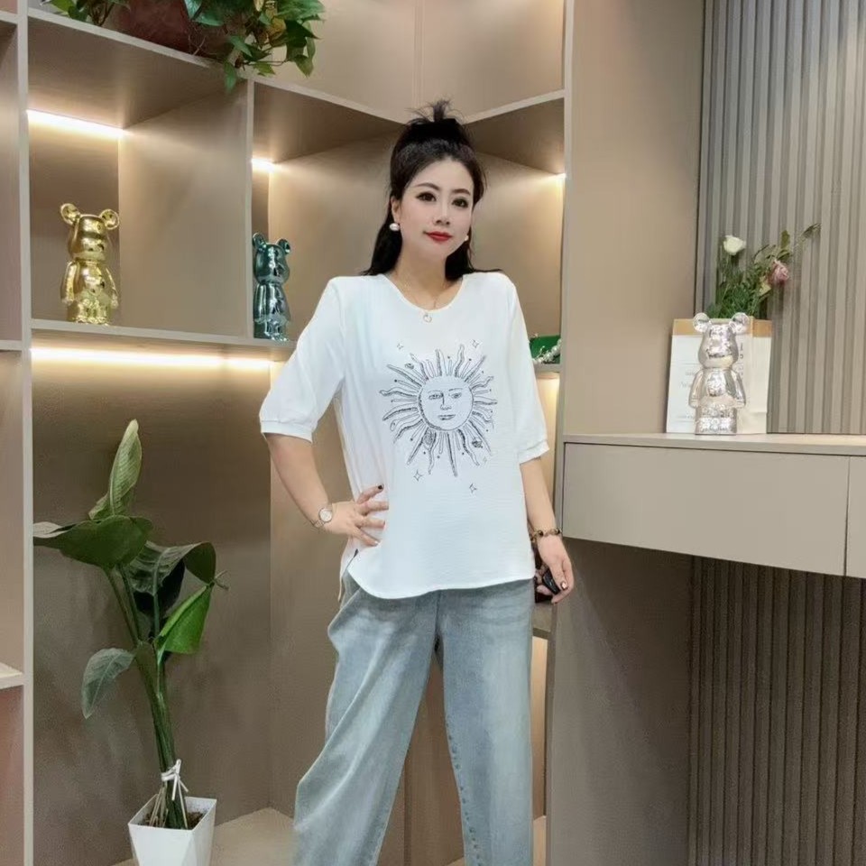 春季洋气大衫-鸿 318 时尚潮流太阳花休闲减龄款胖MM大码女装新款