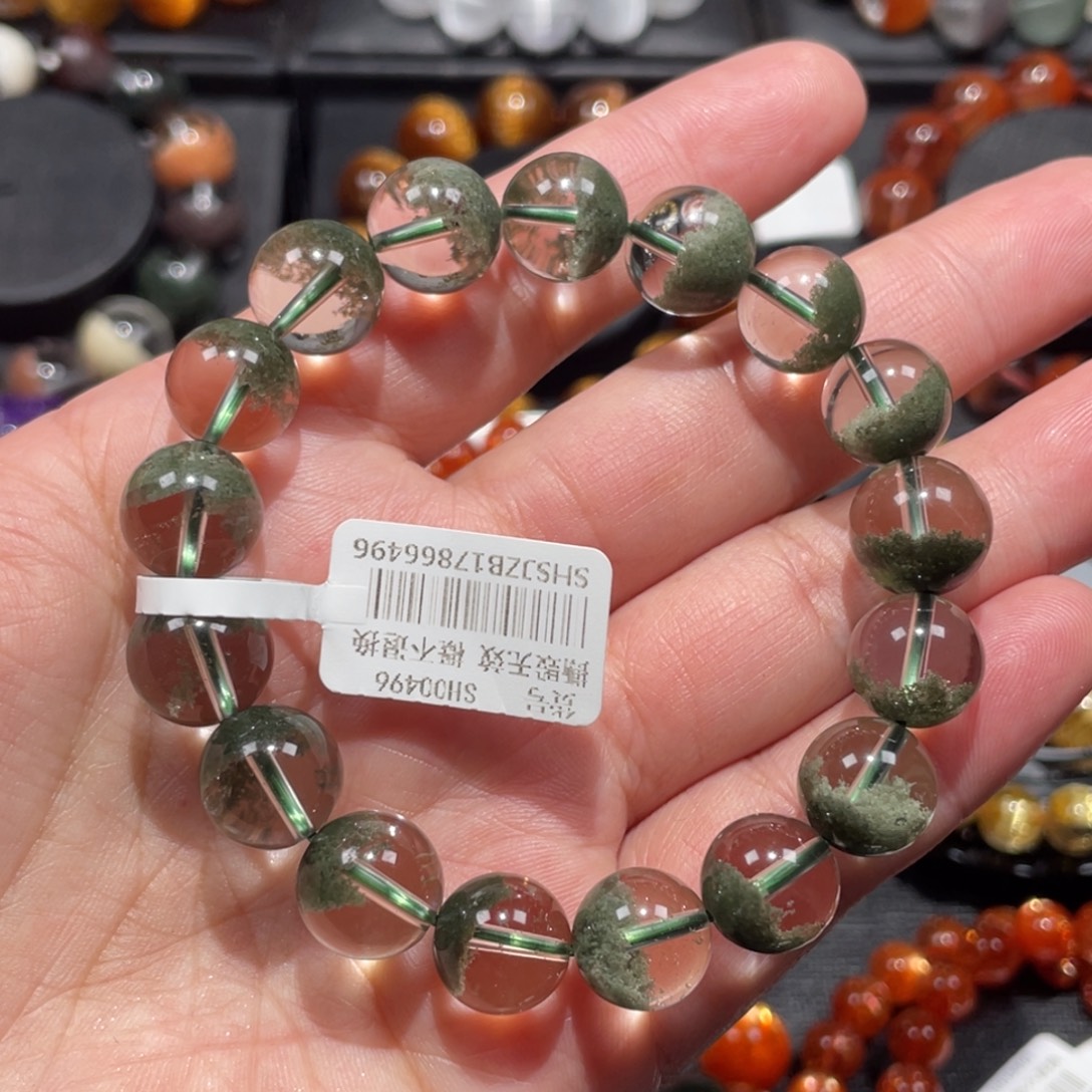 水晶未镶嵌手链绿幽灵聚宝盆11.5mm左右