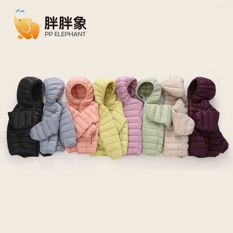 冬季男女童装小孩轻薄款羽绒服中大小童连帽儿童加厚保暖外套批发