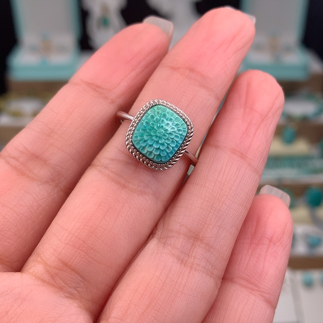 绿松石银S925镶嵌戒指