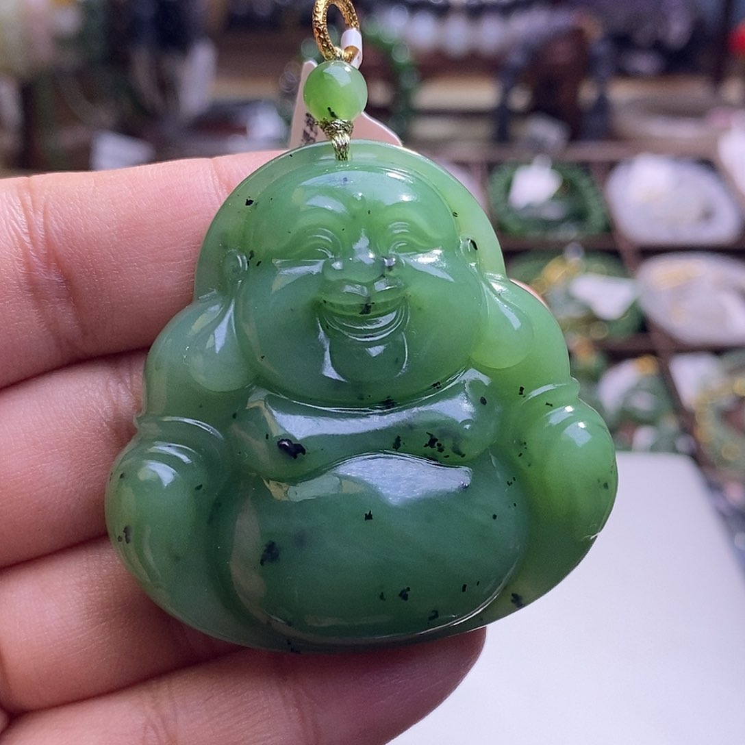 颈饰未镶嵌和田玉精选精品乌兰海老料猕猴桃苹果绿佛公吊坠