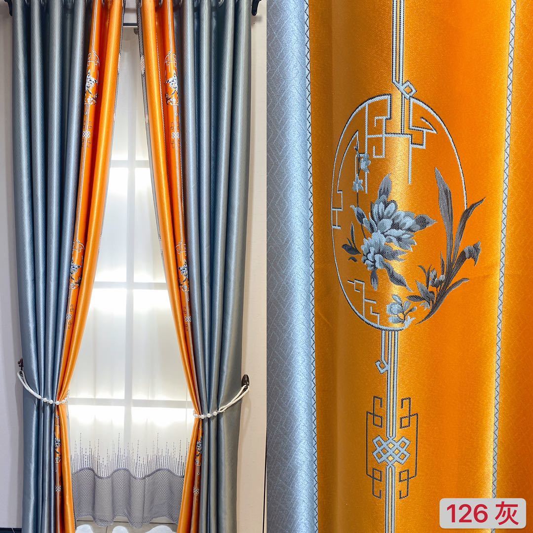 新款加厚遮光高精密黑丝无缝拼接高端成品窗帘客厅卧室定制