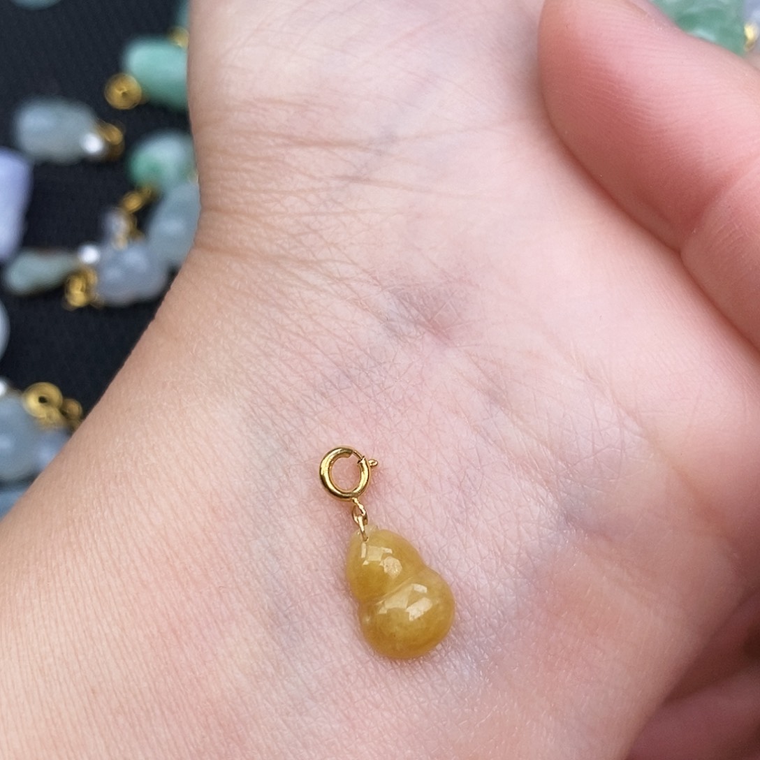 翡翠颈饰18K金镶嵌葫芦