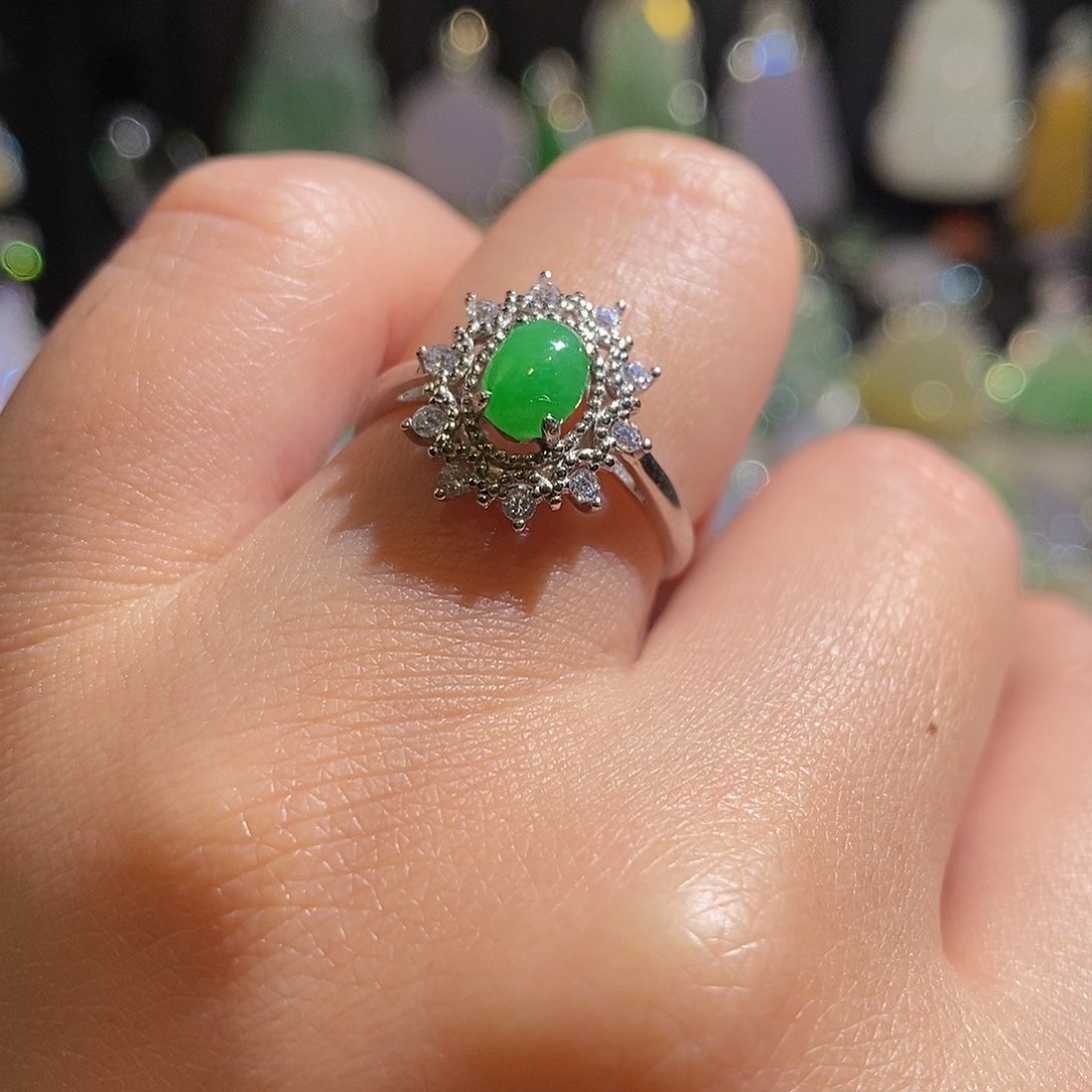 翡翠银S925镶嵌颈饰天然翡翠