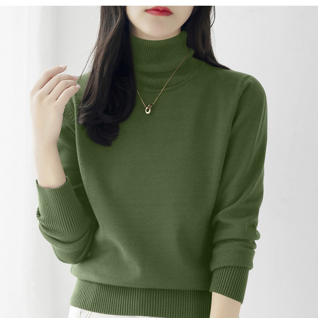 2025年秋冬高级感高领加厚款长袖针织衫宽松简约毛衣可外穿内搭女