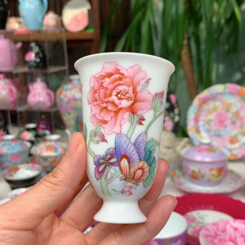 【闪购商品】景德镇牡丹闻香杯手工手绘