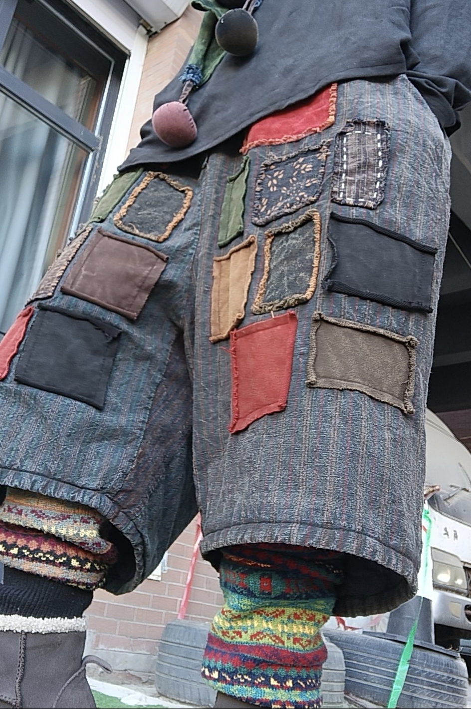 无吊牌磨白做旧多补丁老布阔腿吊档棉裤直播间自己选色