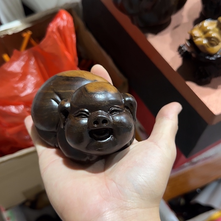 木黑檀木12双色福气猪一只