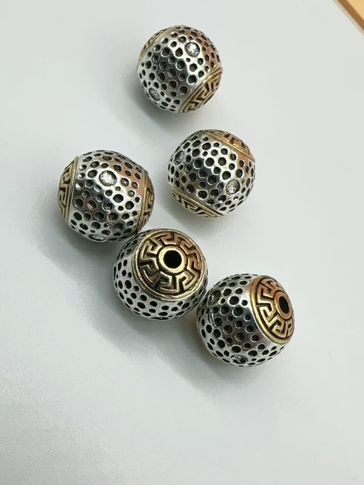 W001藏式金属隔珠配珠精工款陨石纹配珠百搭民族风时尚配饰欧美