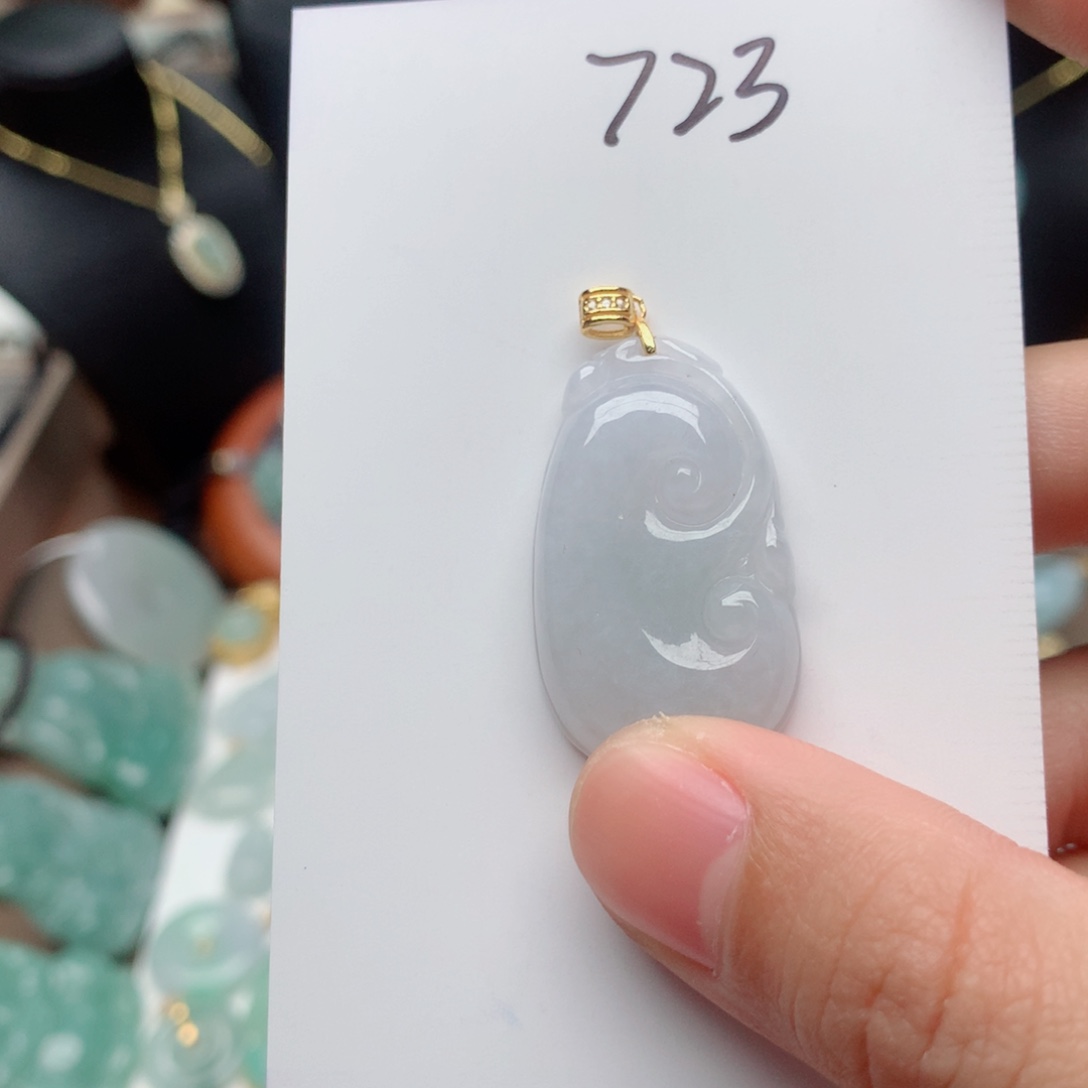 翡翠颈饰银S925镀金镶嵌吊坠