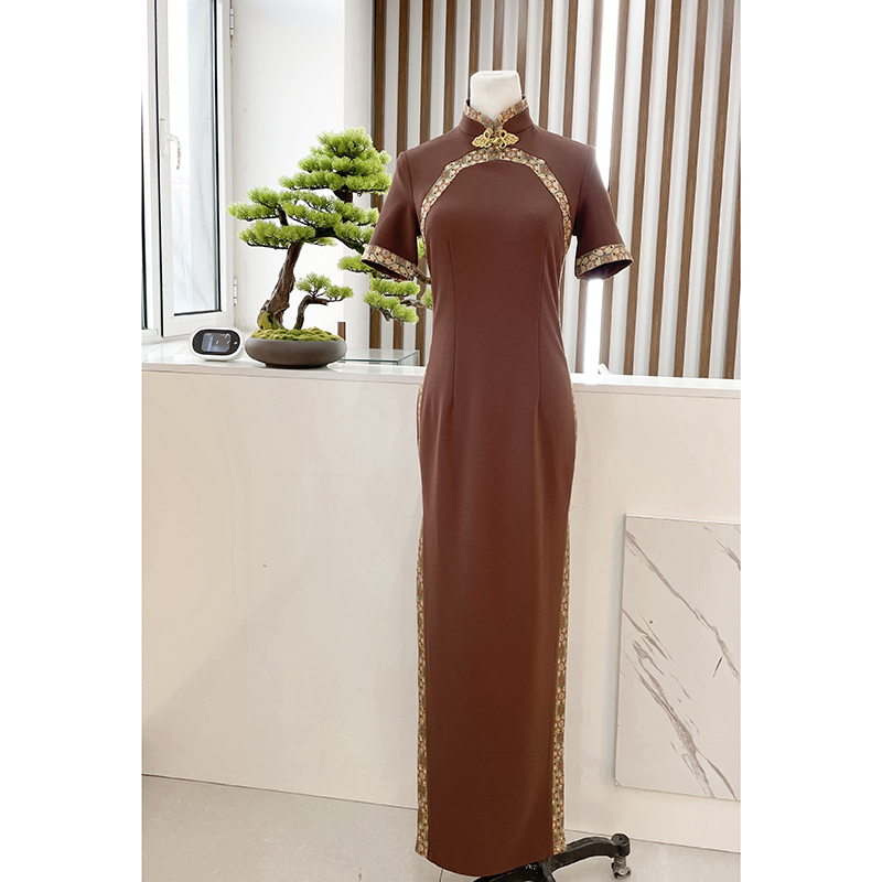 中式春夏季新款中国风中长款气质T台走秀旗袍L5339