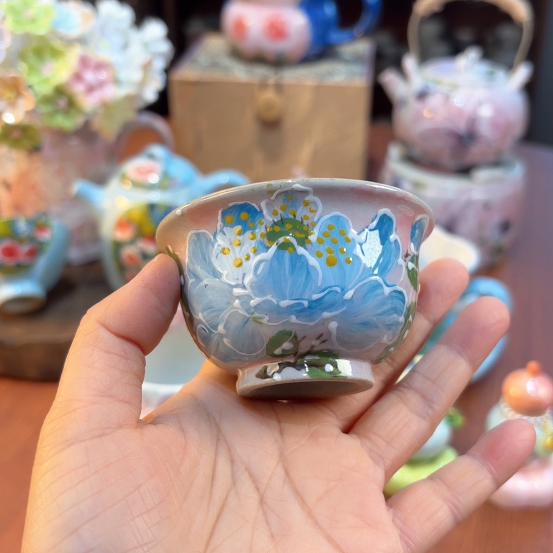 景德镇手绘高温釉下彩陶瓷茶具