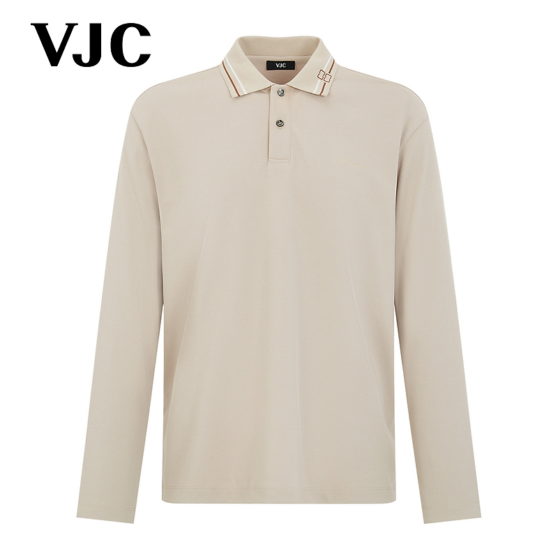 VJC/威杰思2025秋季新款男装时尚撞色POLO衫微阔长袖DAECA2765