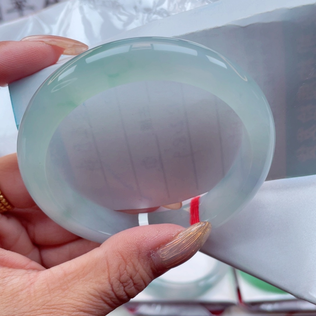 翡翠手镯未镶嵌铛*冰胶起光晴底57-58超值