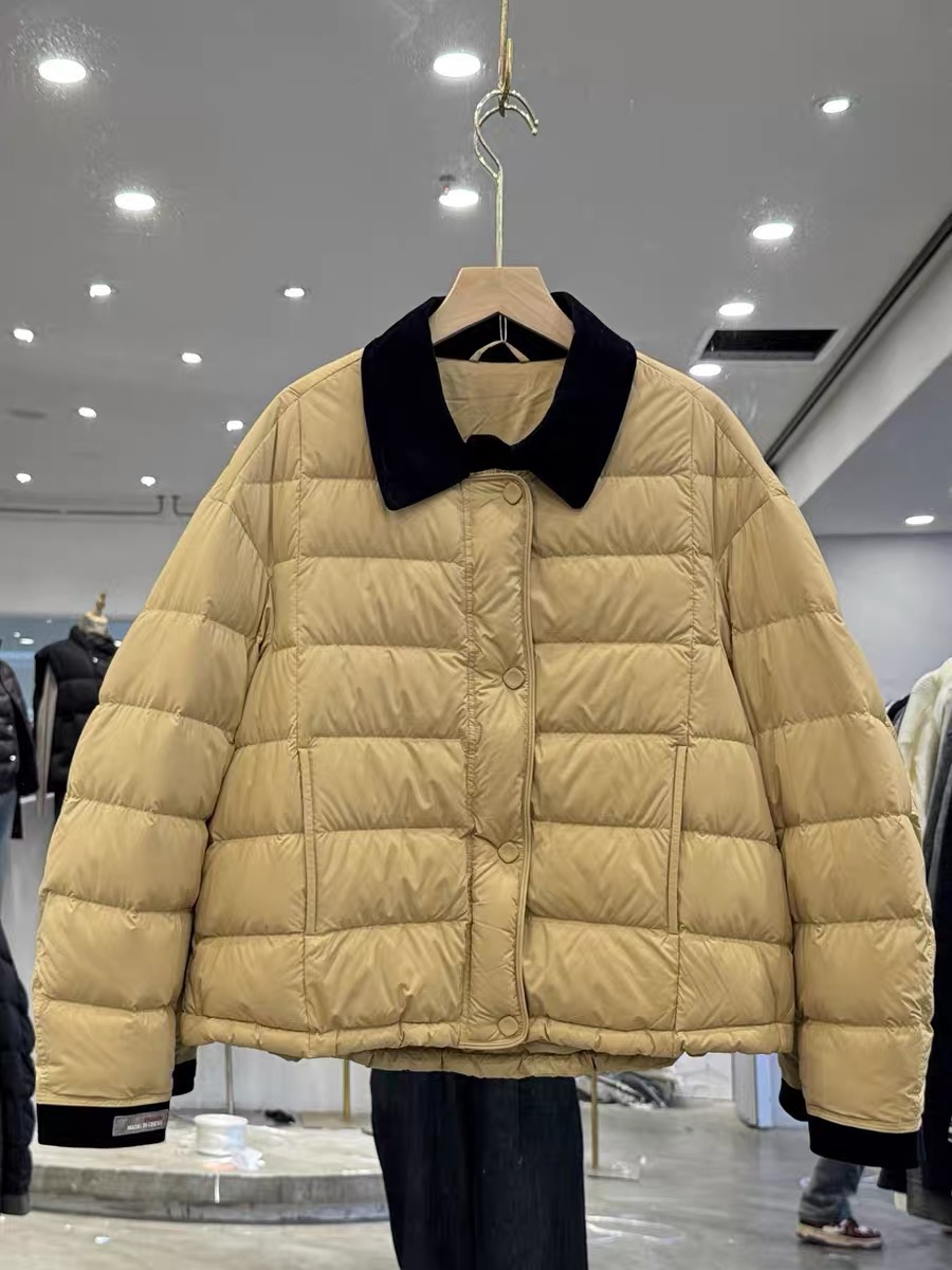 撞色领口 90白鸭绒羽绒服 冬季简约时尚羽绒服外套