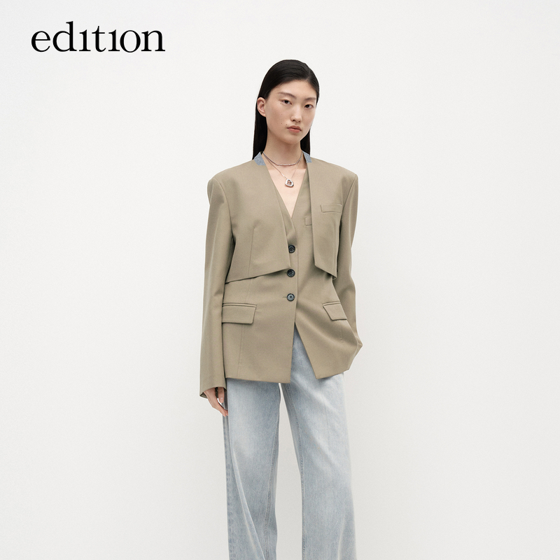 【达人专属】商场同款edition收腰马甲两件套西装外套#EBC3BLA011