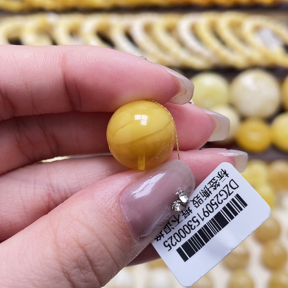 琥珀未镶嵌裸石14.8mm圆珠瑕