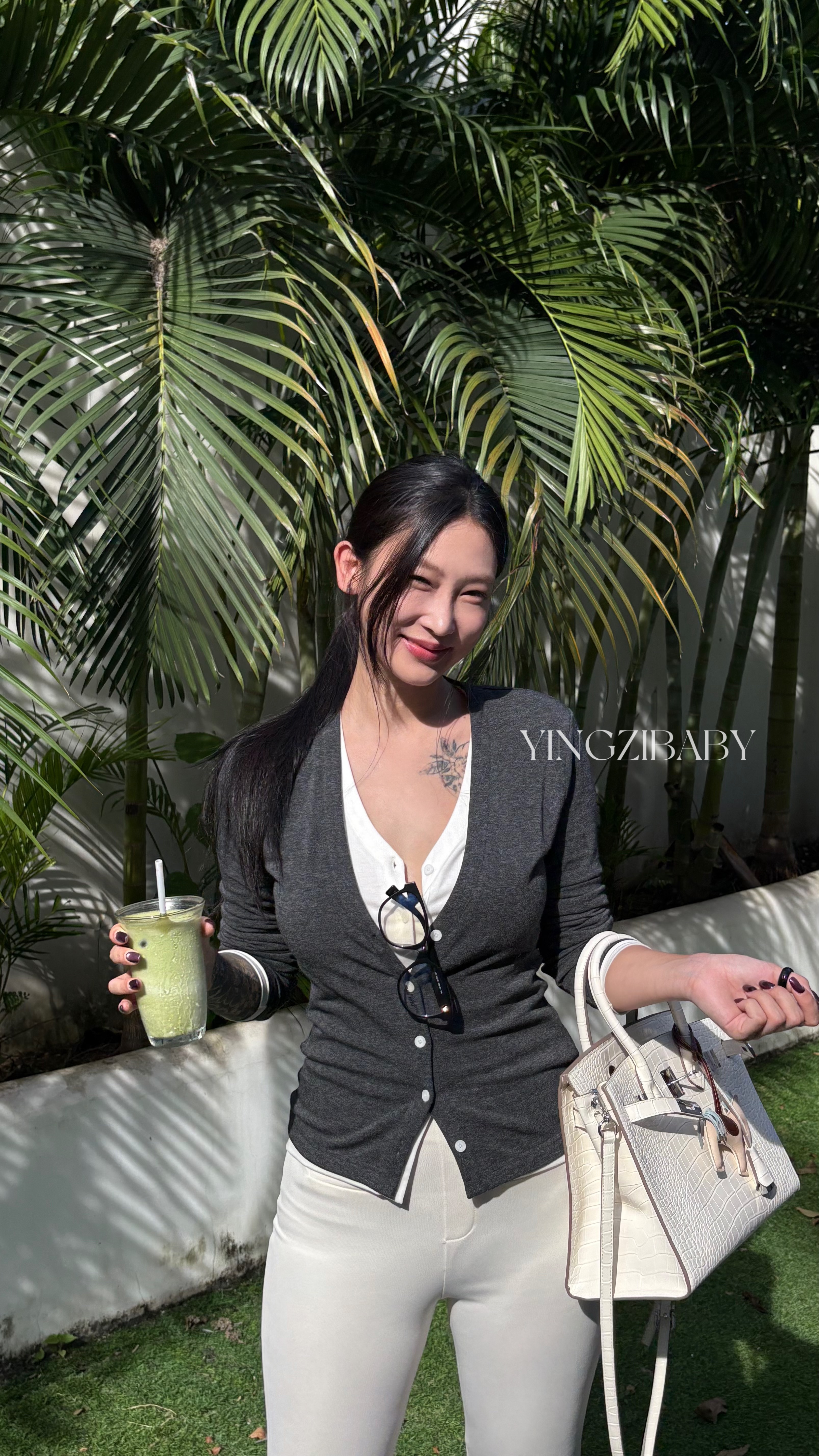 YINGZIBABY【私立美高】高智感正确版秋冬打底撞色开衫修身假两件女