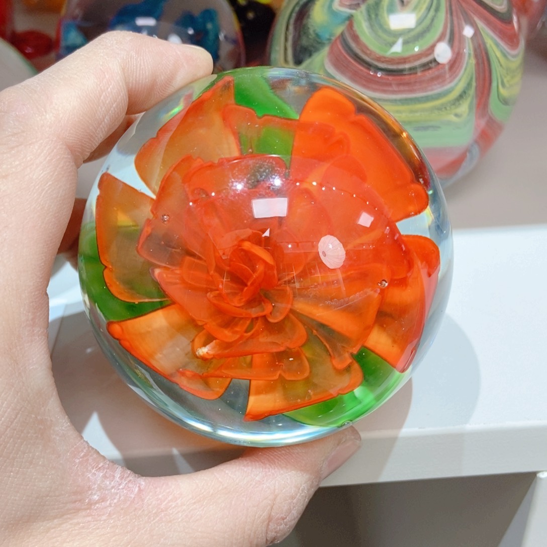 琉璃手工艺品精品大红花