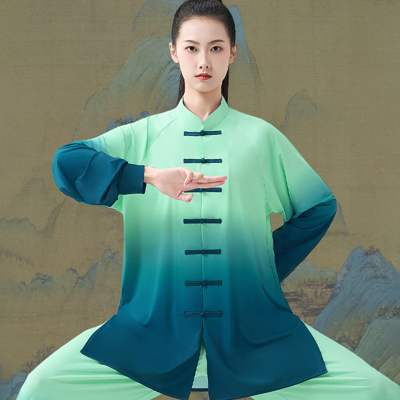 太极服女款爆款2025新款男春秋中国风练功服太极拳武术渐变表演服
