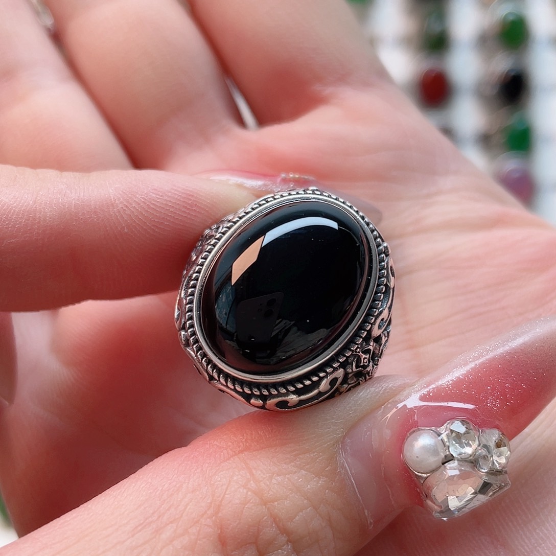 玛瑙/玉髓戒指银S925镶嵌用****2