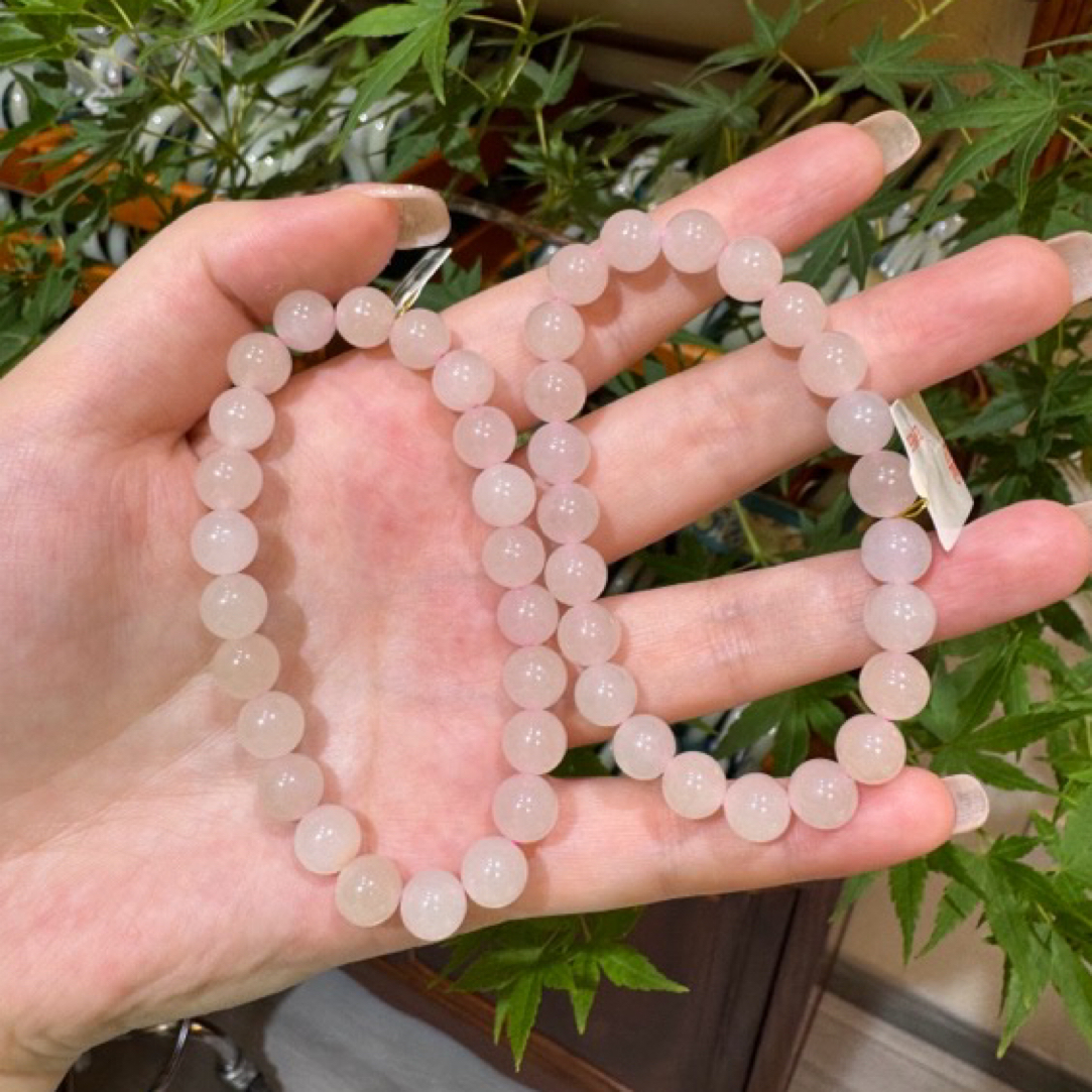 0098和田玉藕粉手串约8mm多样性发其一