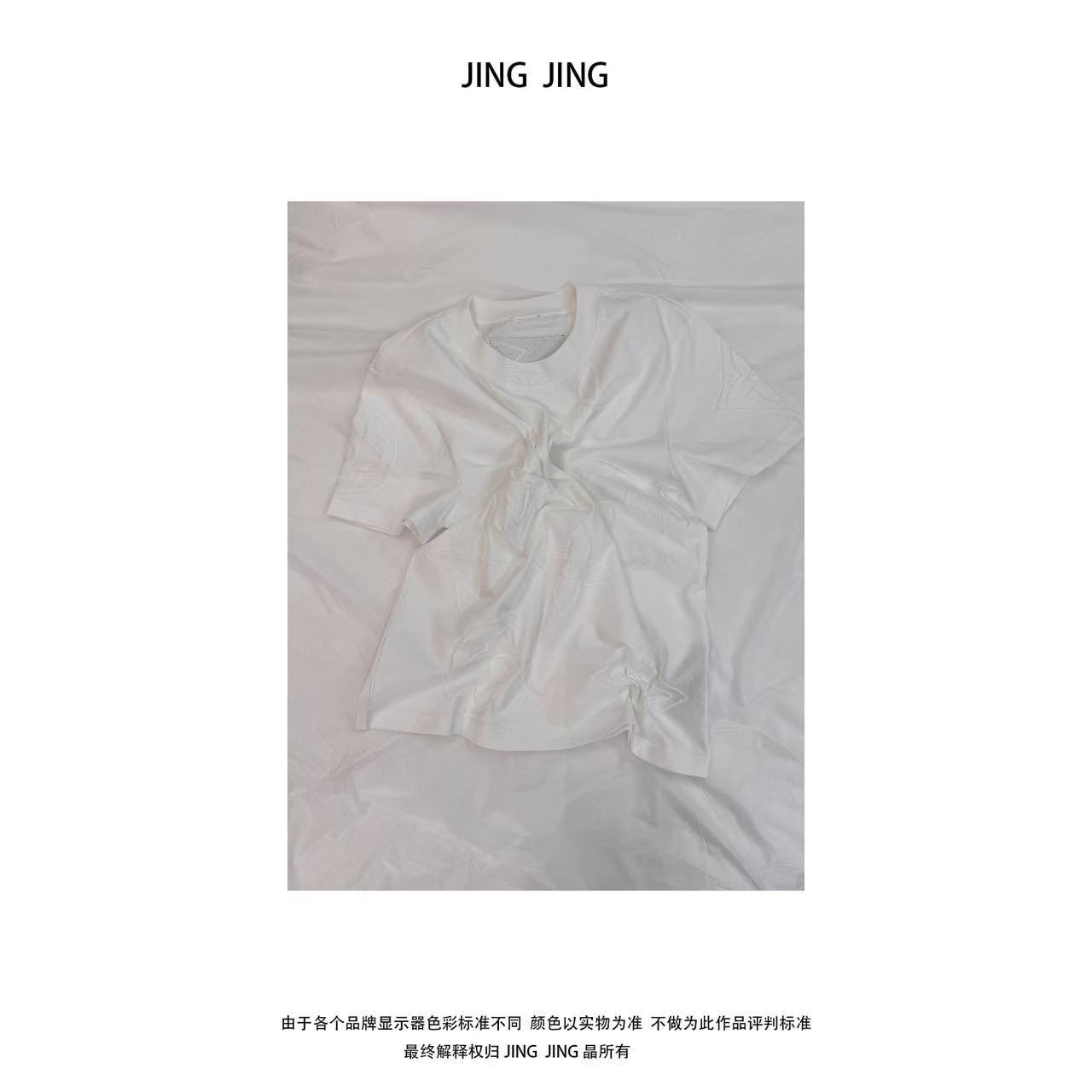 JING JING推荐【重工刺绣】2025春夏休闲圆领短袖女款T恤轻奢半袖