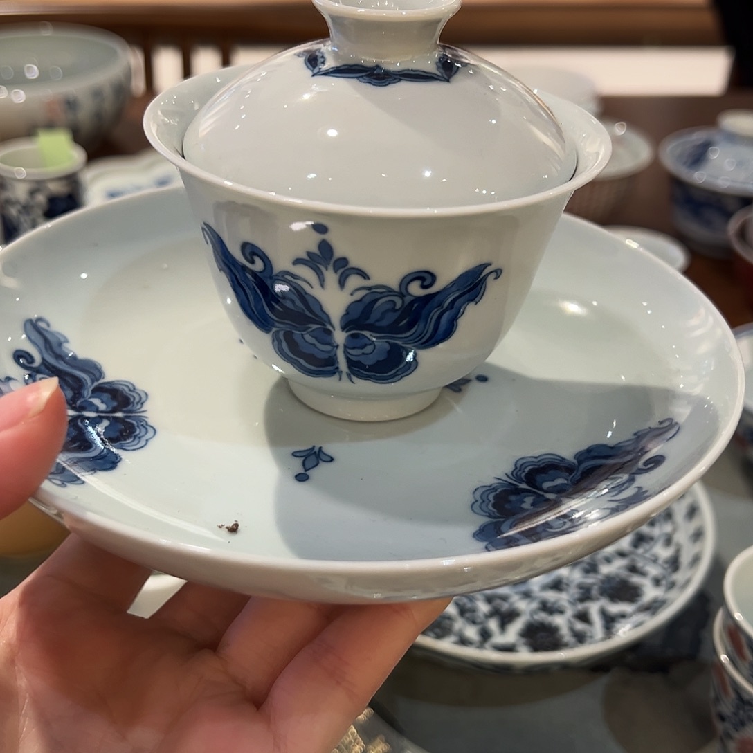 只****书易修柴窑盖碗加壶承