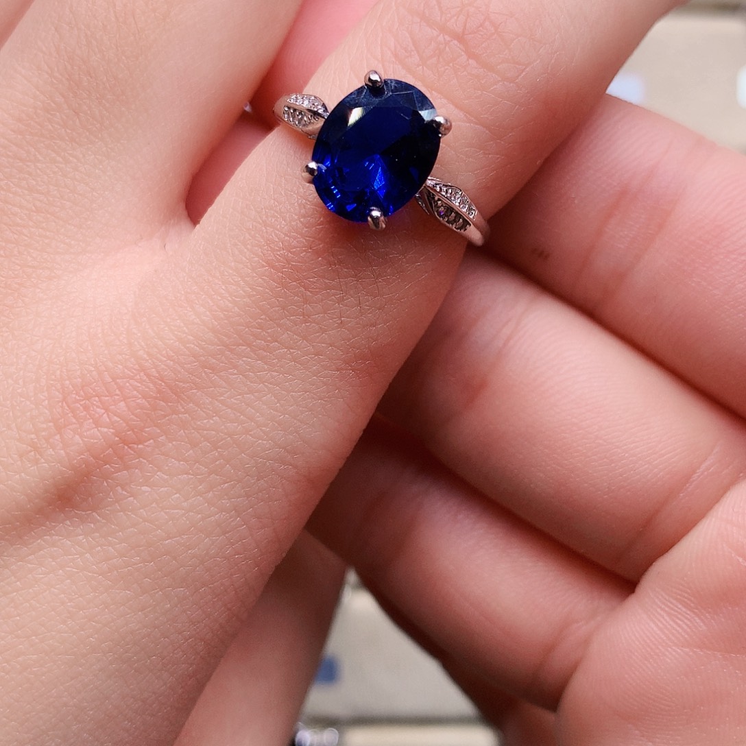 蓝宝石银S925镶嵌戒指