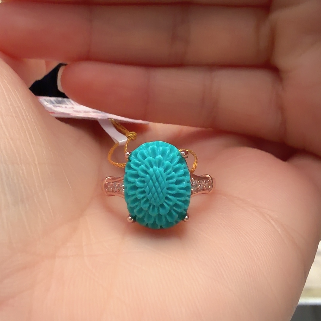 绿松石银S925镶嵌戒指