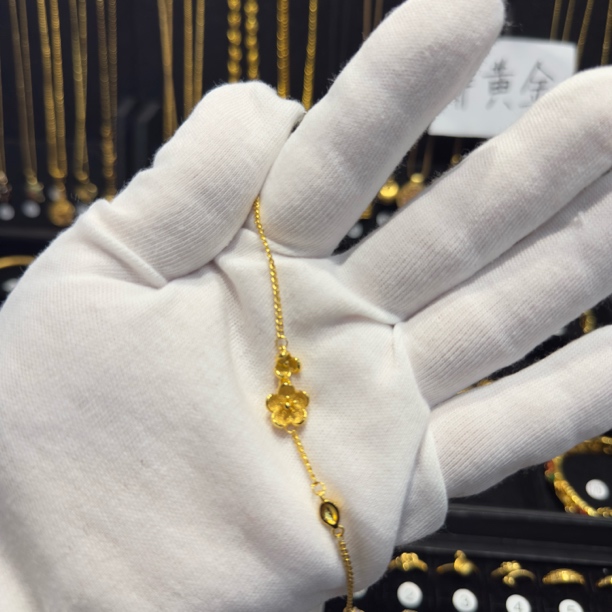 铜合金手链 铜合金手链简约高级超仙金色双生花小众高级