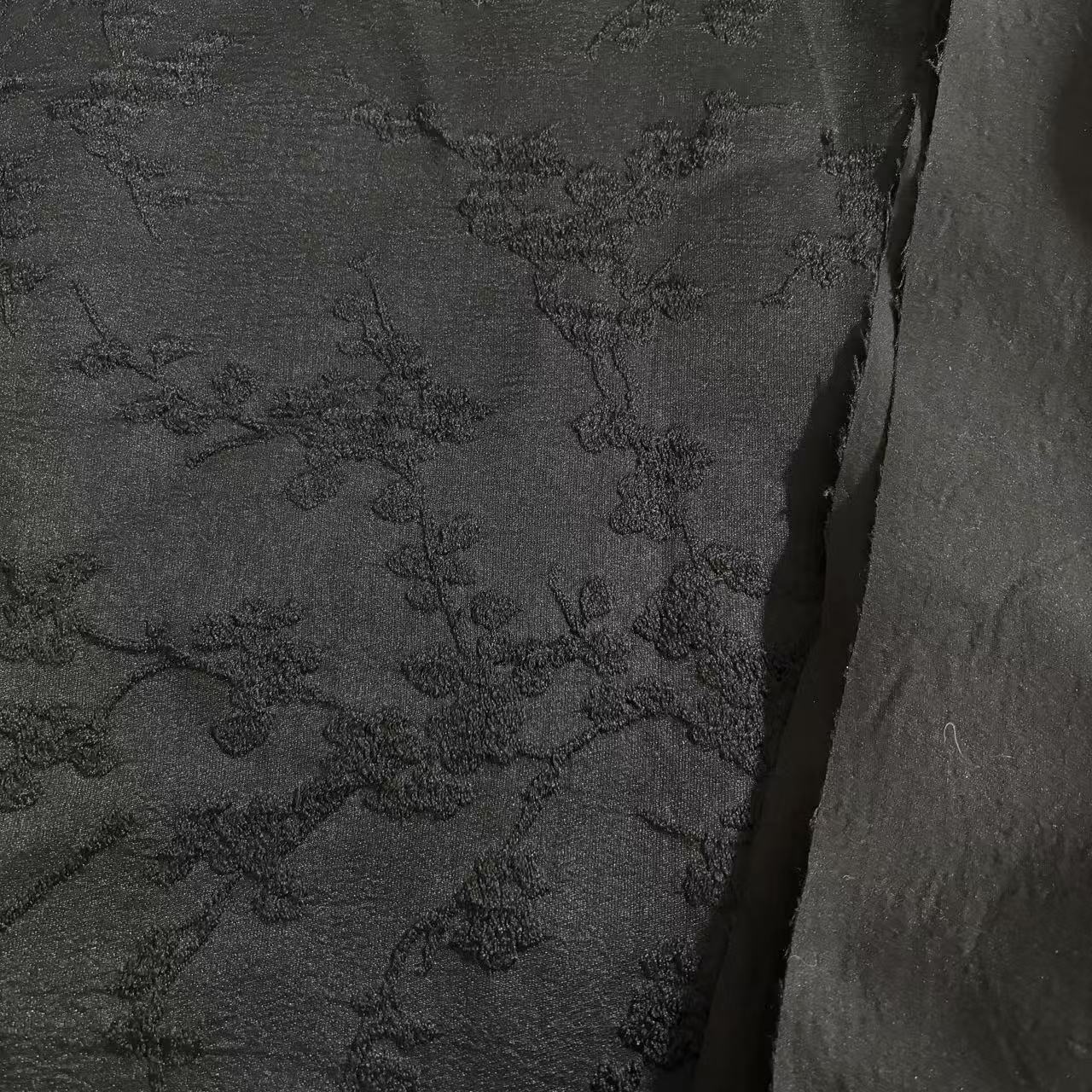 黑色民族风中国风提花带衬时装布料