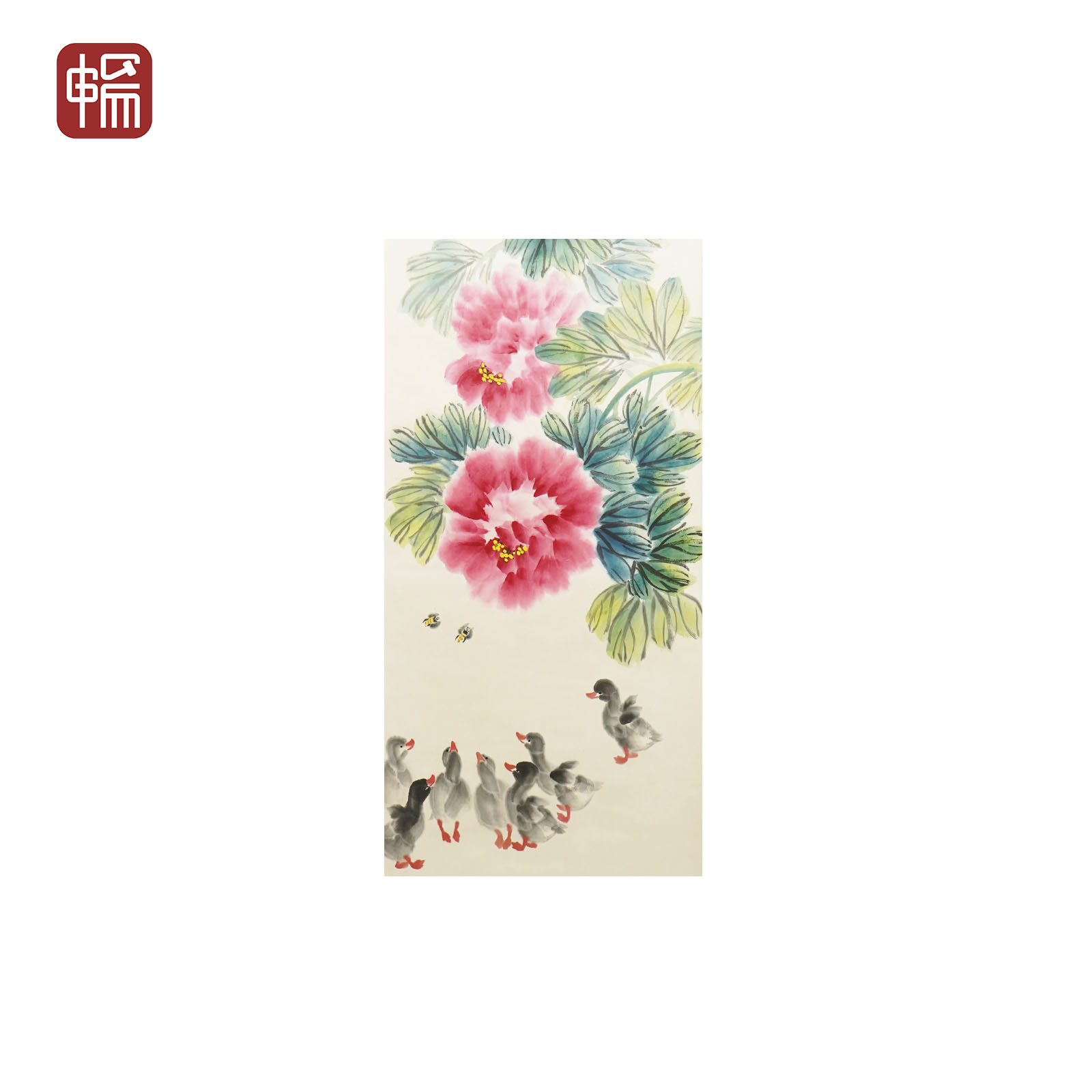 XY002 1988年作《鸭趣图》 娄绍怀 95*49（3.9） 纸本立轴 FL