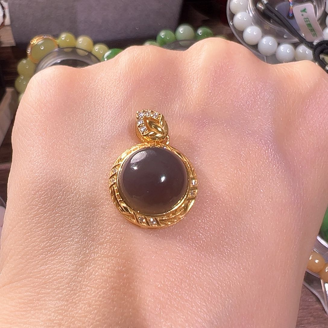 和田玉颈饰银S925镶嵌