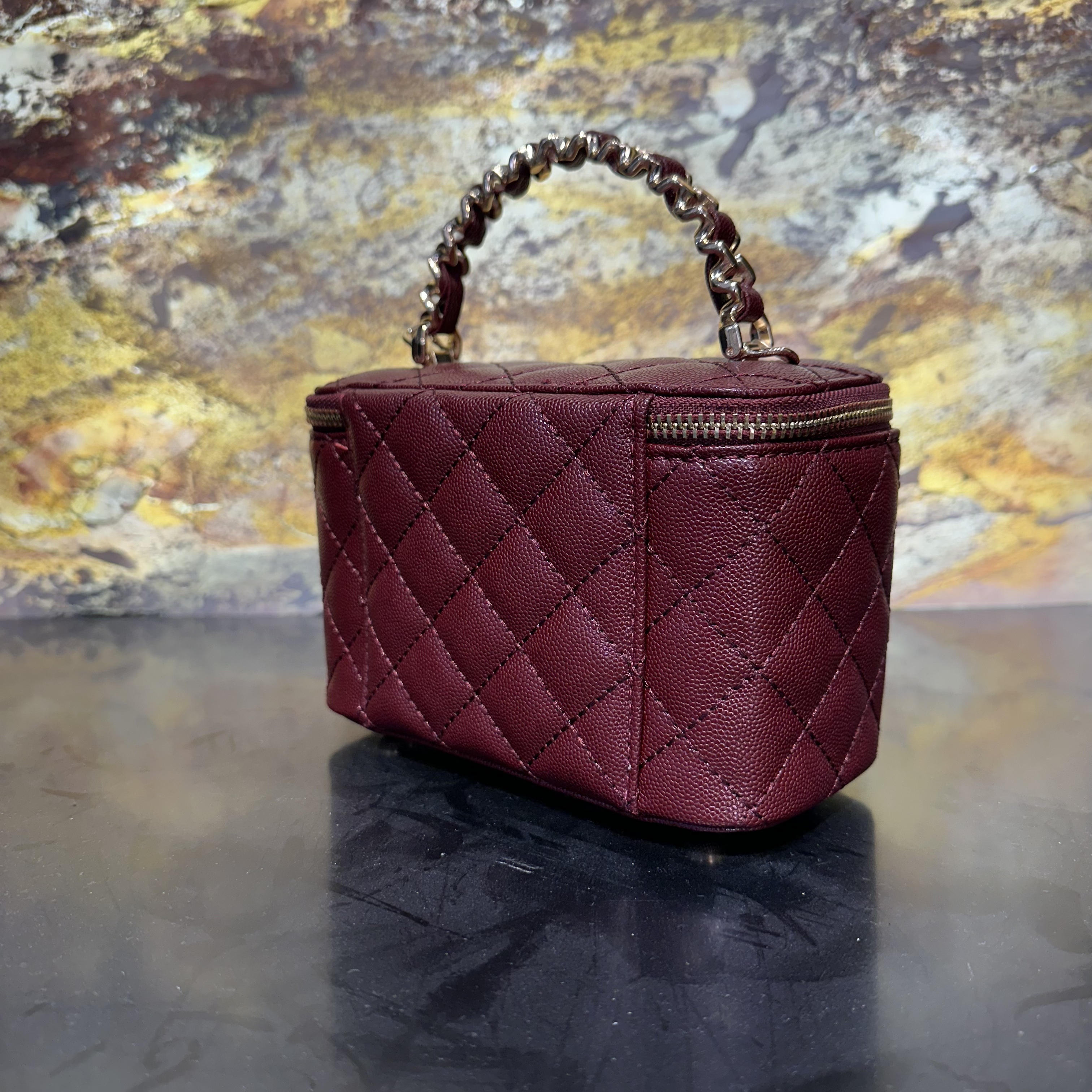 HIRMRIS手工真皮包551182  金球手提盒香红