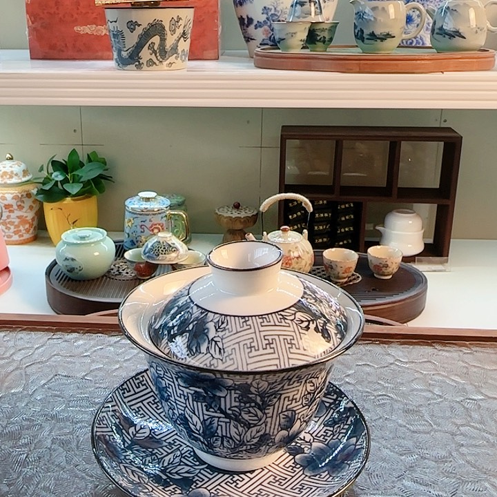 青花瓷器茶具套装 旅行茶具茶叶罐 玻璃杯公道杯等